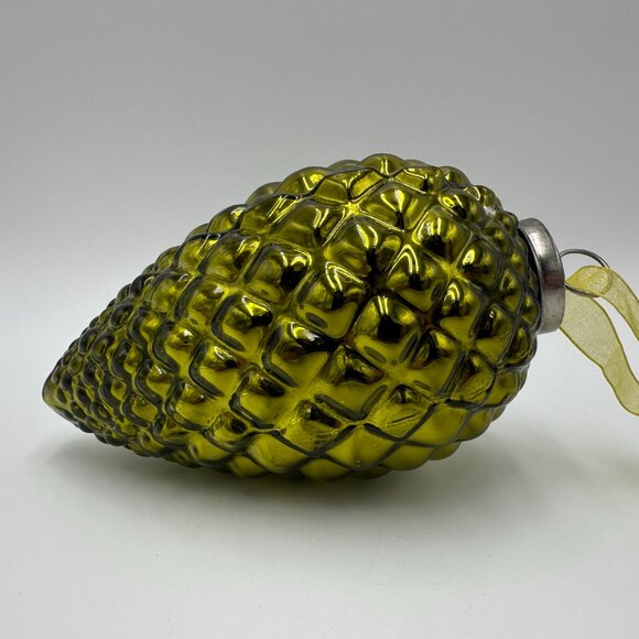 6" Kugel Style Green Pinecone Mercury Glass Christmas Ornament - Picture 5 of 13